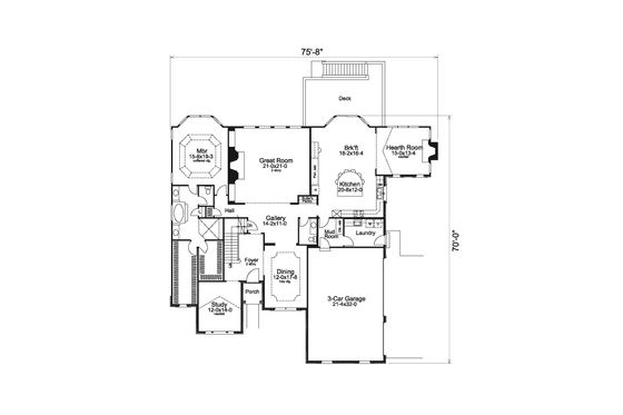 Floor Plan - Main Floor for European House Plan #57-576 - 4 bed, 3.5 bath