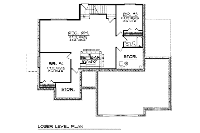 House Plan Design - Floor Plan - Lower Floor for Ranch House Plan #70-911 - 4 bed, 3 bath