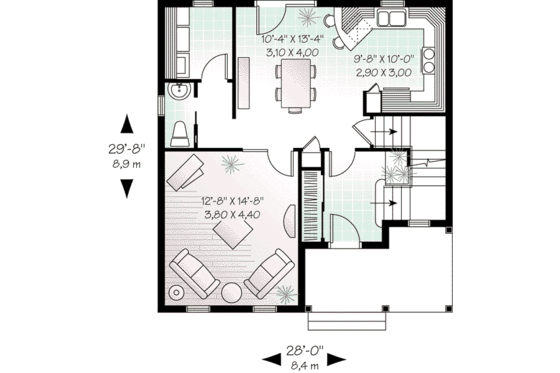 Floor Plan - Main Floor for Colonial House Plan #23-523 - 3 bed, 1.5 bath