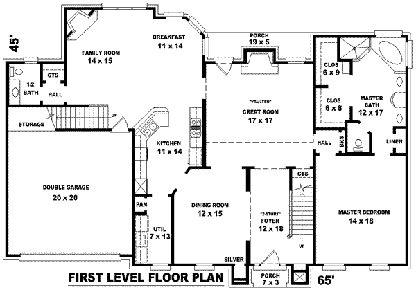 Floor Plan - Main Floor for European House Plan #81-1056 - 4 bed, 3.5 bath