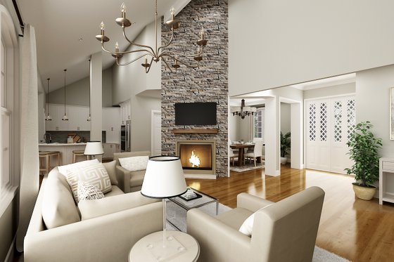 Interior - Family Room 1 for Craftsman House Plan #45-607 - 3 bed, 2 bath