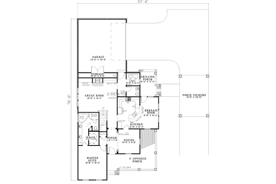 Floor Plan - Main Floor for Colonial House Plan #17-2115 - 4 bed, 2.5 bath