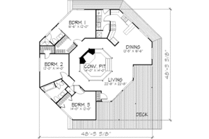 Floor Plan - Main Floor for Contemporary House Plan #320-398 - 3 bed, 2 bath