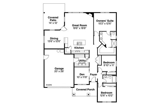 Floor Plan - Main Floor for Traditional House Plan #124-1017 - 3 bed, 2 bath