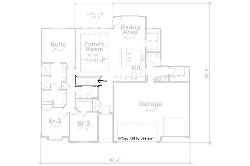 Dream House Plan - Floor Plan - Other Floor for Modern House Plan #20-2489 - 3 bed, 2.5 bath