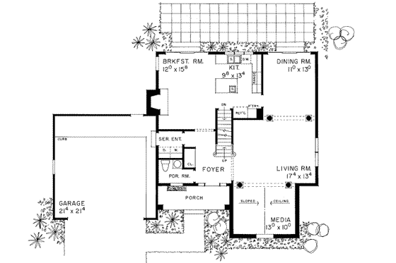 Floor Plan - Main Floor for Traditional House Plan #72-466 - 3 bed, 2.5 bath
