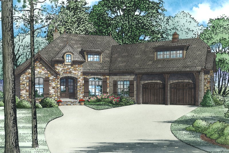 Dream House Plan - European, Front Elevation, 4 Bed Rooms