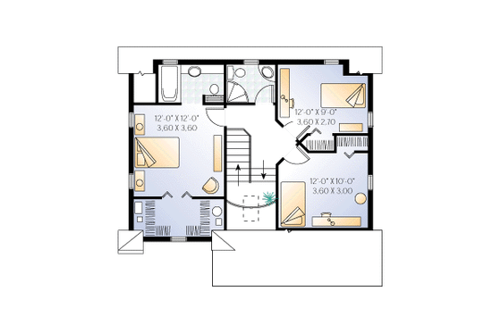 Floor Plan - Upper Floor for Country House Plan #23-224 - 3 bed, 2.5 bath
