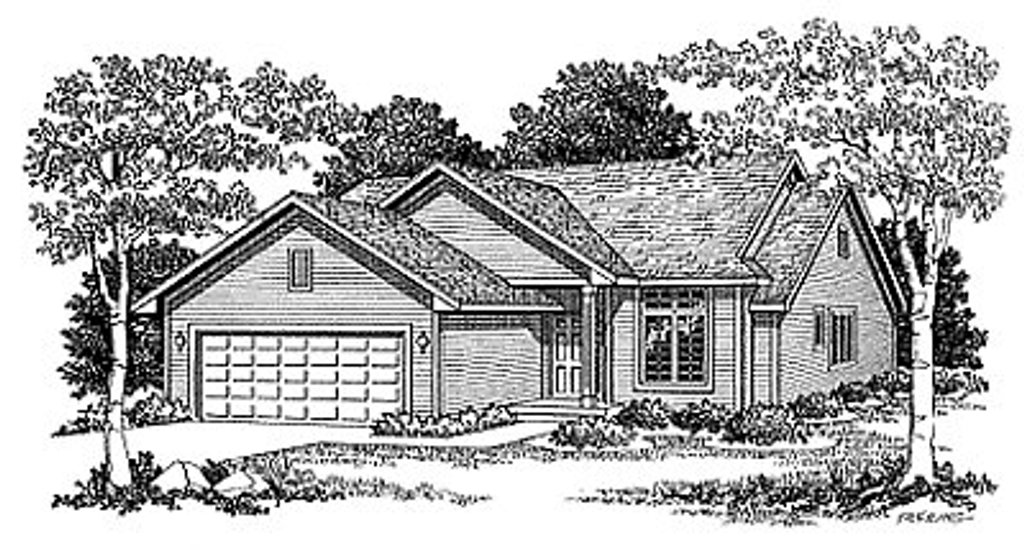 Exterior - Front Elevation 2 for Traditional House Plan #70-127 - 3 bed, 2 bath