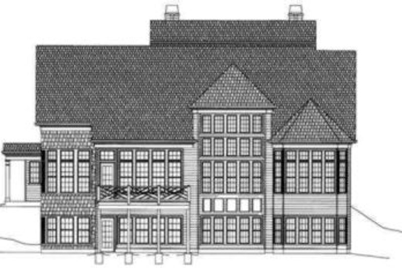 House Blueprint - Exterior - Rear Elevation for European House Plan #119-133 - 4 bed, 3.5 bath