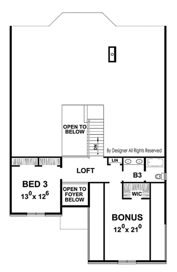 House Blueprint - Country Floor Plan - Upper Floor Plan #20-2253
