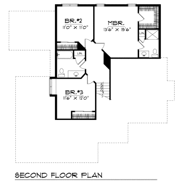 Traditional Floor Plan - Upper Floor Plan #70-245