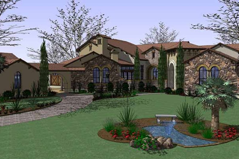 House Plan Design - Mediterranean Exterior - Front Elevation Plan #120-214