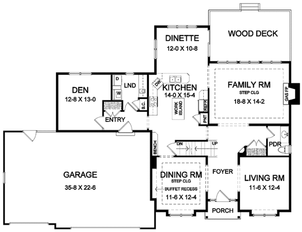 Home Plan - Traditional Floor Plan - Main Floor Plan #328-383