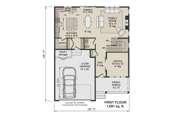 Floor Plan - Main Floor for Farmhouse House Plan #51-1526 - 4 bed, 2.5 bath