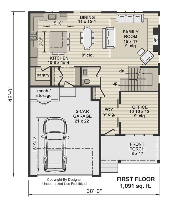 Floor Plan - Main Floor for Farmhouse House Plan #51-1526 - 4 bed, 2.5 bath