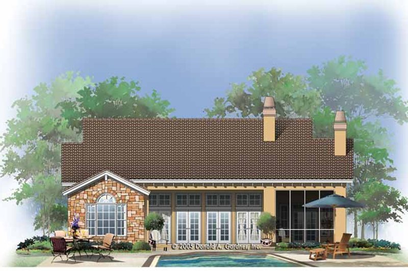 Home Plan - Exterior - Rear Elevation for Mediterranean House Plan #929-766 - 3 bed, 2.5 bath