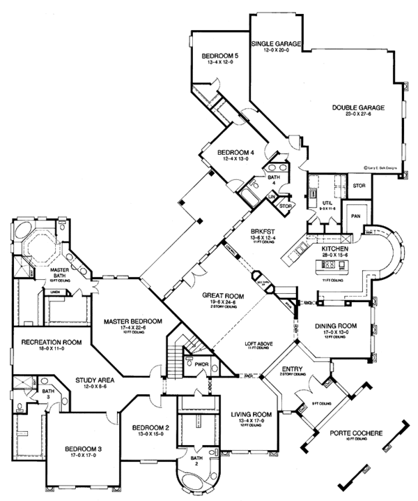 Architectural House Design - Mediterranean Floor Plan - Main Floor Plan #952-81