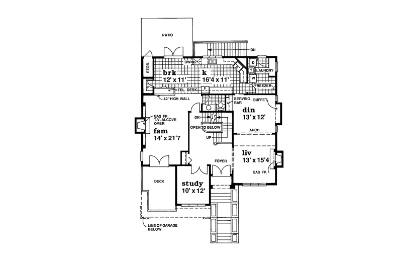 Home Plan - Floor Plan - Main Floor for Mediterranean House Plan #47-1031 - 4 bed, 2.5 bath