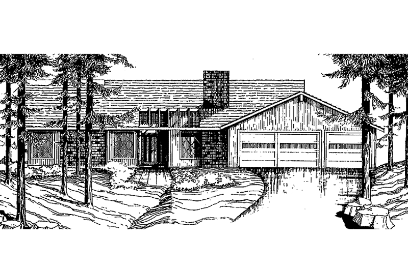 House Blueprint - Exterior - Front Elevation 3 for Contemporary House Plan #60-868 - 3 bed, 2 bath