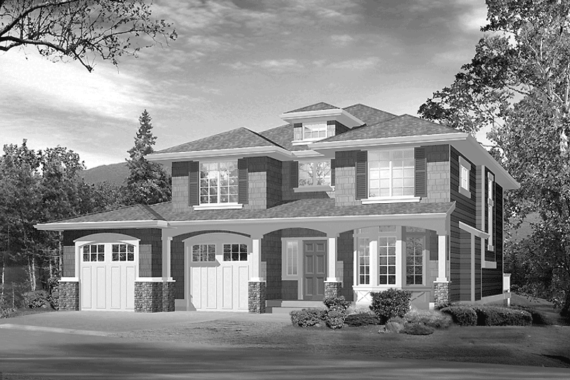 Dream House Plan - Exterior - Front Elevation 3 for Prairie House Plan #132-262 - 4 bed, 3.5 bath