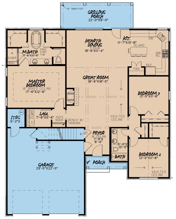 House Plan Design - Ranch Floor Plan - Main Floor Plan #923-92