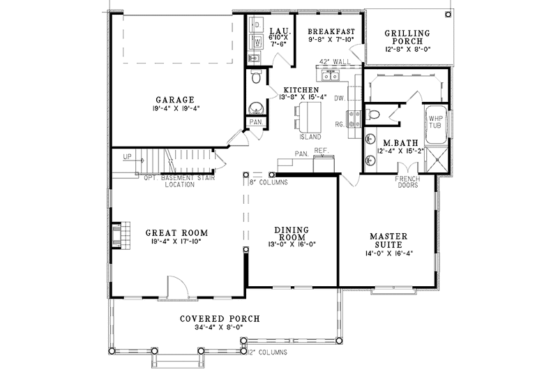 Dream House Plan - Floor Plan - Main Floor for Country House Plan #17-3060 - 3 bed, 2.5 bath
