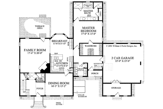 Floor Plan - Main Floor for Colonial House Plan #137-344 - 3 bed, 2.5 bath