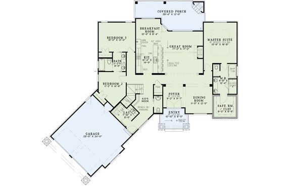 Floor Plan - Main Floor for Craftsman House Plan #17-2569 - 3 bed, 2.5 bath