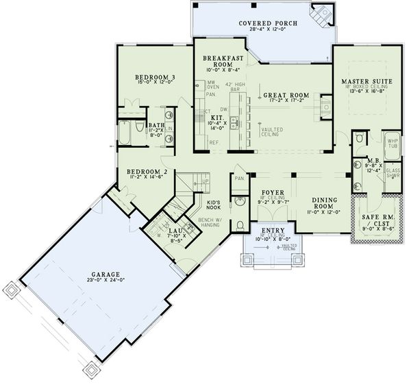 Architectural House Design - Craftsman Floor Plan - Main Floor Plan #17-2569