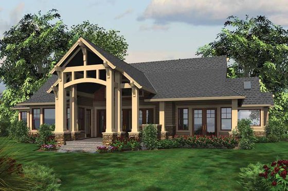 Exterior - Rear Elevation for Craftsman House Plan #132-548 - 3 bed, 2.5 bath
