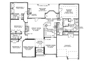 Floor Plan - Main Floor for Country House Plan #17-2682 - 4 bed, 3 bath