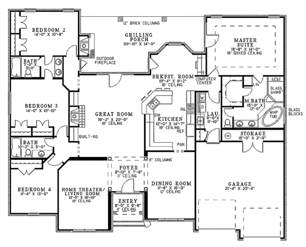 House Plan Design - Country Floor Plan - Main Floor Plan #17-2682