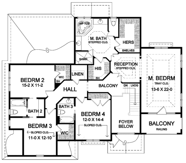Home Plan - Traditional Floor Plan - Upper Floor Plan #328-348