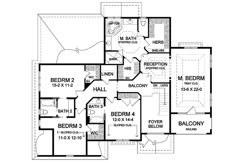 Home Plan - Floor Plan - Upper Floor for Traditional House Plan #328-348 - 4 bed, 3.5 bath