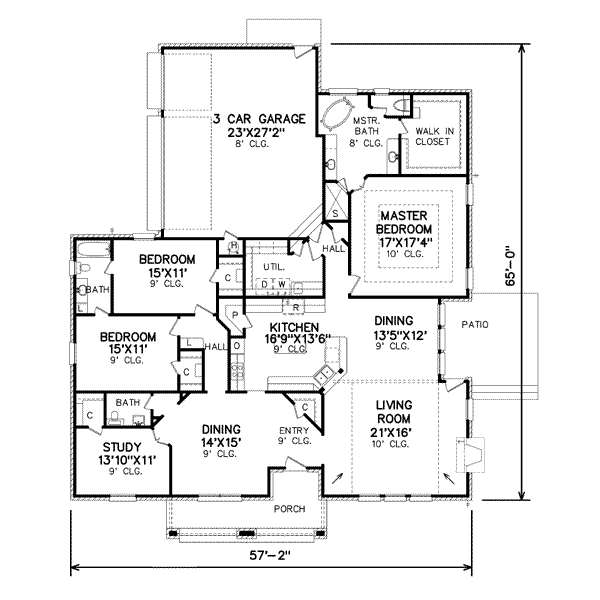 European Floor Plan - Main Floor Plan #65-453