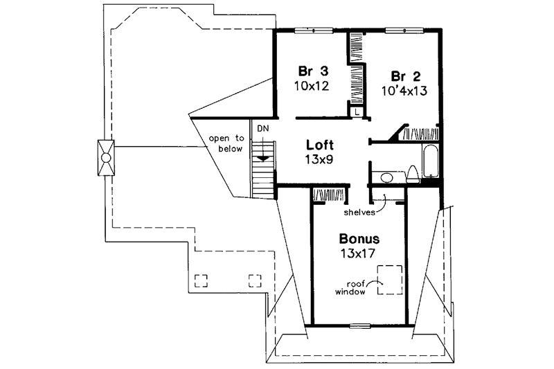 Home Plan - Floor Plan - Upper Floor for Prairie House Plan #320-1066 - 3 bed, 2.5 bath