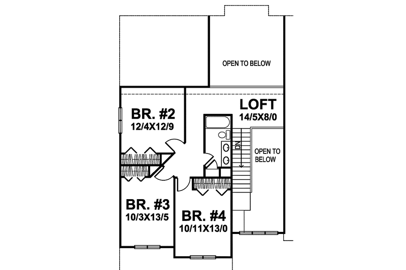 Home Plan - Floor Plan - Upper Floor for Country House Plan #320-835 - 4 bed, 2.5 bath