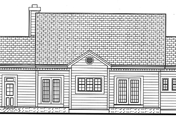 Exterior - Rear Elevation for Ranch House Plan #3-297 - 3 bed, 2 bath