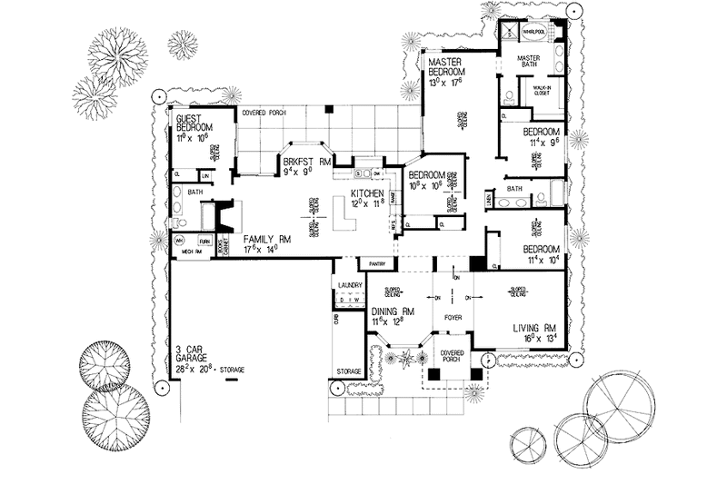 Dream House Plan - Floor Plan - Main Floor for Mediterranean House Plan #72-907 - 4 bed, 3 bath