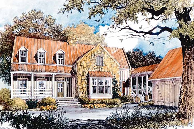 Architectural House Design - Exterior - Front Elevation 3 for Country House Plan #429-365 - 3 bed, 3.5 bath