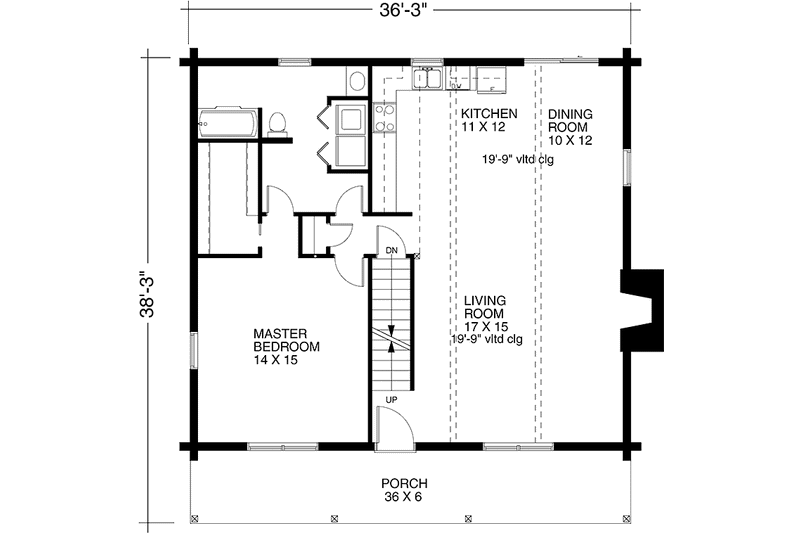 House Design - Floor Plan - Main Floor for Cabin House Plan #964-4 - 1 bed, 1 bath