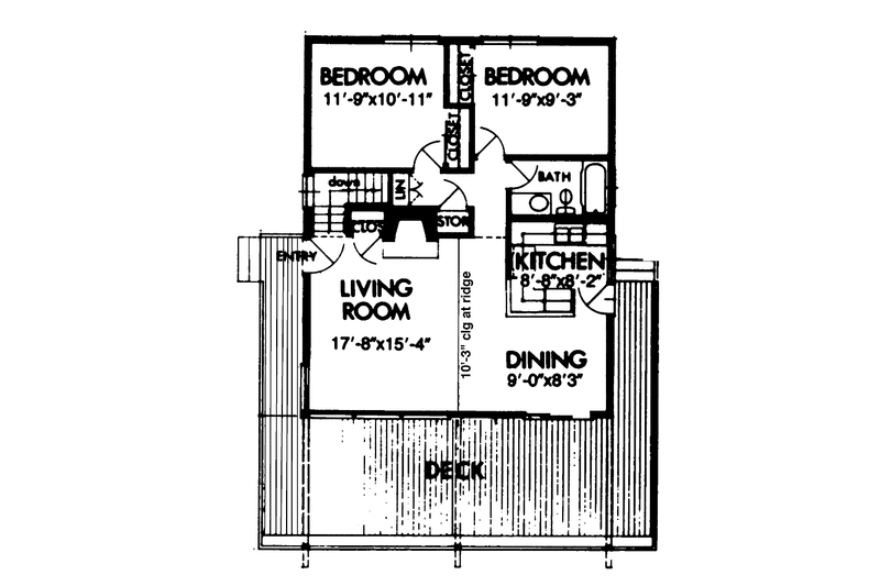 Architectural House Design - Floor Plan - Main Floor for Prairie House Plan #320-1029 - 3 bed, 1 bath