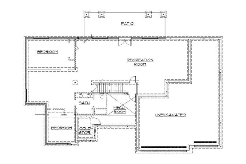Dream House Plan - Floor Plan - Lower Floor for Traditional House Plan #5-124 - 2 bed, 2.5 bath