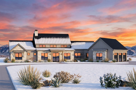 Exterior - Front Elevation 7 for Farmhouse House Plan #1096-40 - 4 bed, 4.5 bath