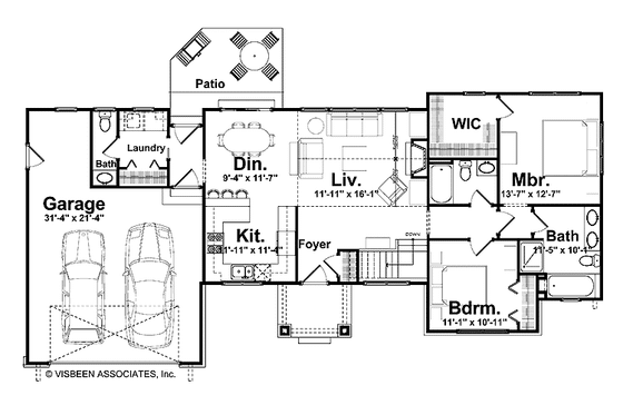 Floor Plan - Main Floor for Craftsman House Plan #928-150 - 2 bed, 2.5 bath