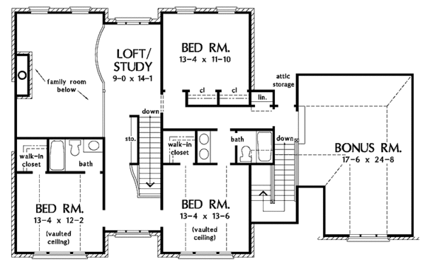 House Plan Design - Traditional Floor Plan - Upper Floor Plan #929-573