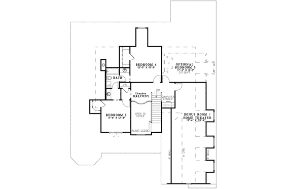 Floor Plan - Upper Floor for European House Plan #17-1170 - 4 bed, 3 bath