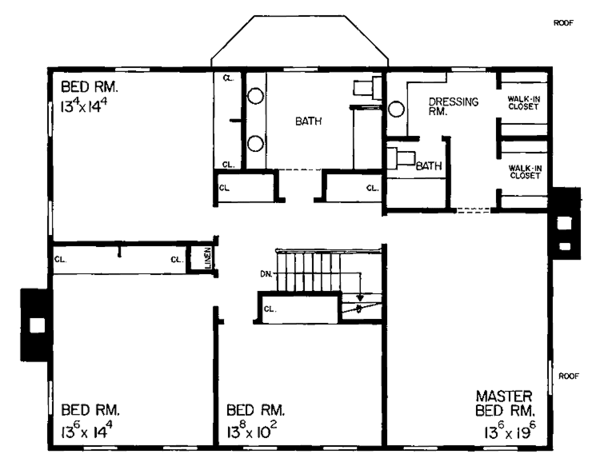 Dream House Plan - Colonial Floor Plan - Upper Floor Plan #72-664