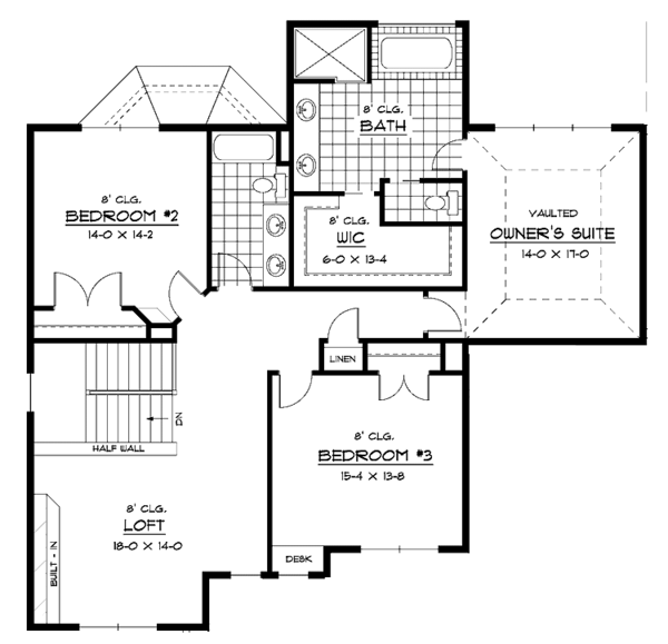 Home Plan - Prairie Floor Plan - Upper Floor Plan #51-651